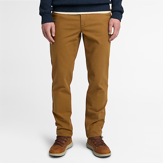 Claremont Brushed Twill Chino Trousers for Men in Dark Yellow - 1