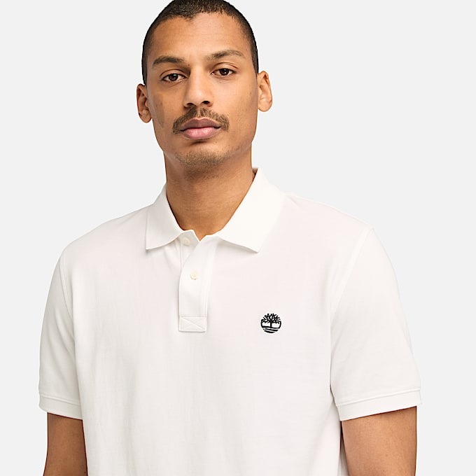 Millers River Pique Short-Sleeve Polo for Men in White
