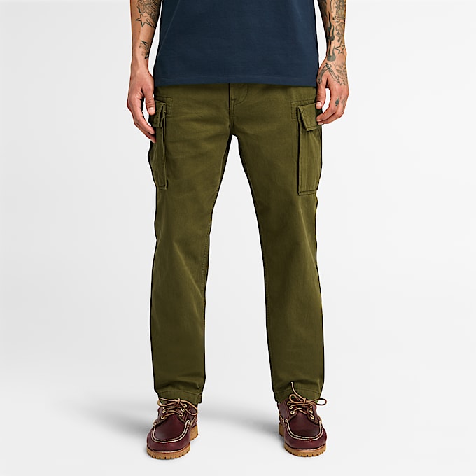 Brookline Twill Cargo Trousers for Men in Green - 1