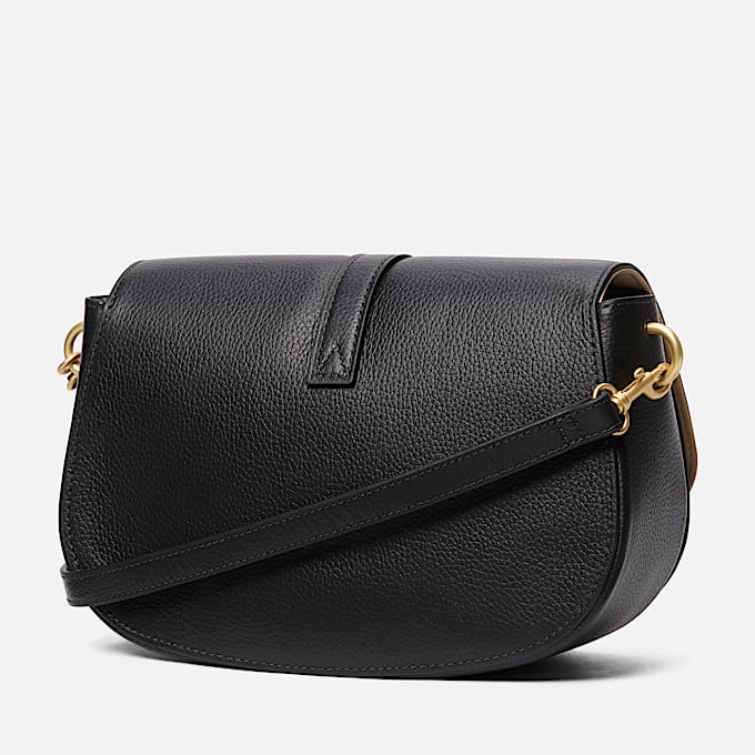 Tuckerman Leather Flap Cross Body Bag in Black