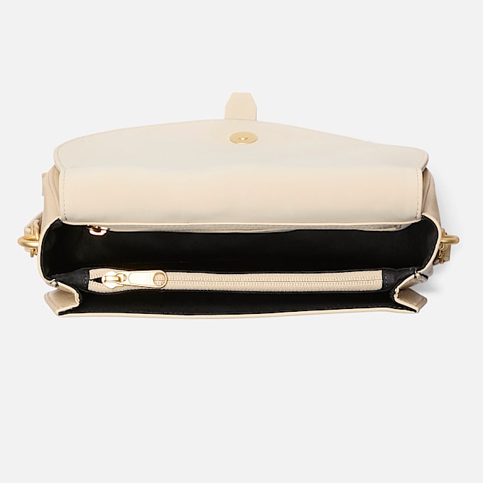 Tuckerman Umhängetasche aus Leder mit Klappe in Beige