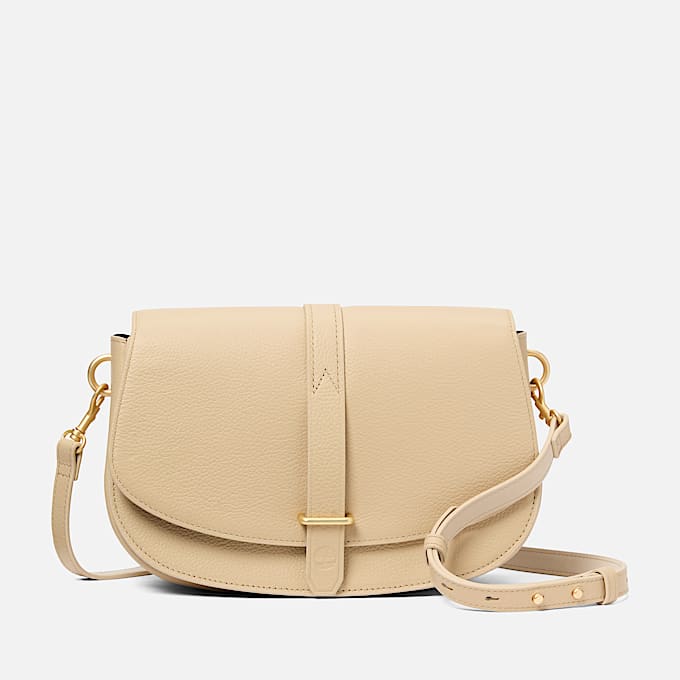 Tuckerman Leren Crossbodytas met flap in beige - 1
