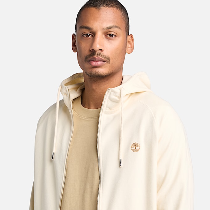 Exeter River Loopback-Hoodie mit durchgehendem Reißverschluss für Herren in Hellbeige