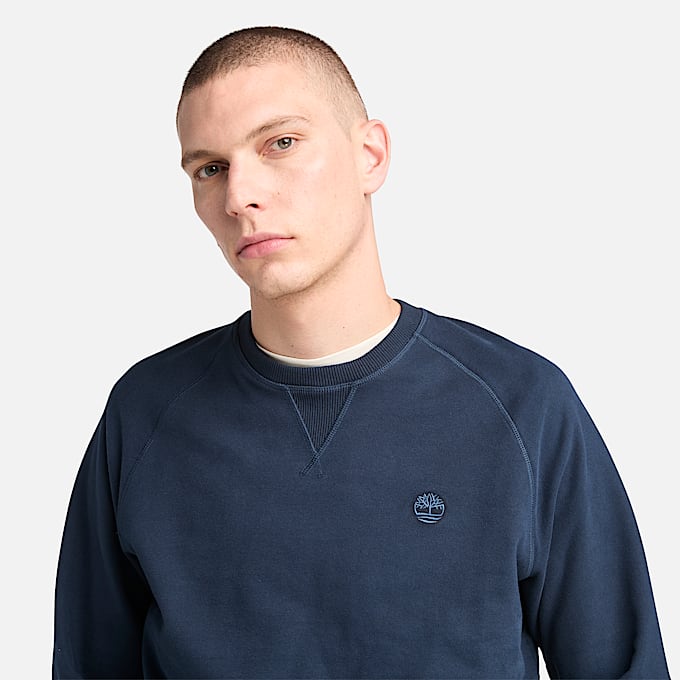Exeter River Loopback Sweatshirt met ronde hals voor heren in donkerblauw