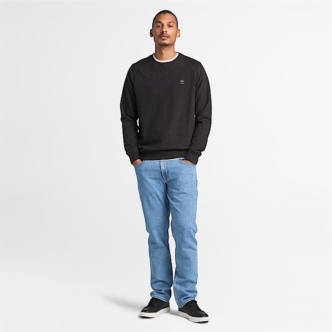 Sweat à col rond et envers bouclé Exeter River pour homme en noir