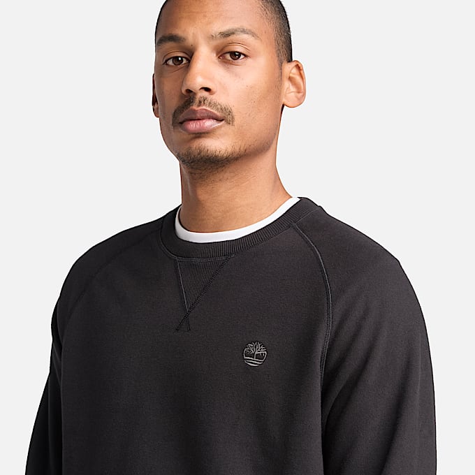 Sweat à col rond et envers bouclé Exeter River pour homme en noir