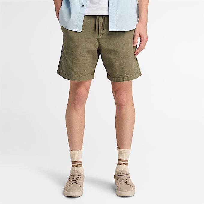 Baumwoll-Leinen-Shorts für Herren in Grün - 1