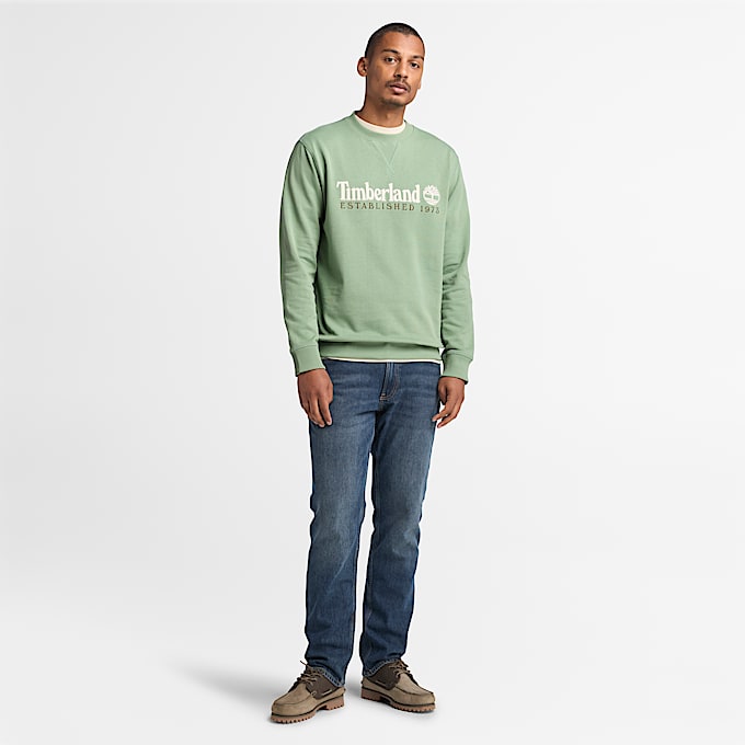 Sweat à col rond et logo brodé Established 1973 pour homme en vert