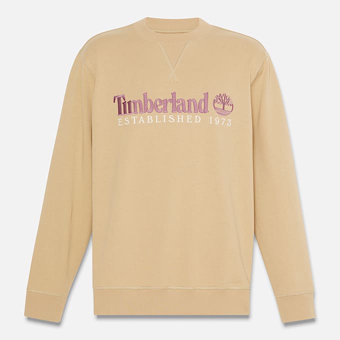 Sweat à col rond et logo brodé Established 1973 pour homme en beige