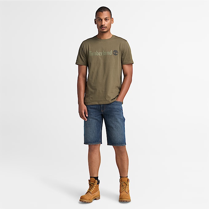 T-shirt a Maniche Corte con Logo Lineare Kennebec River da Uomo in verde