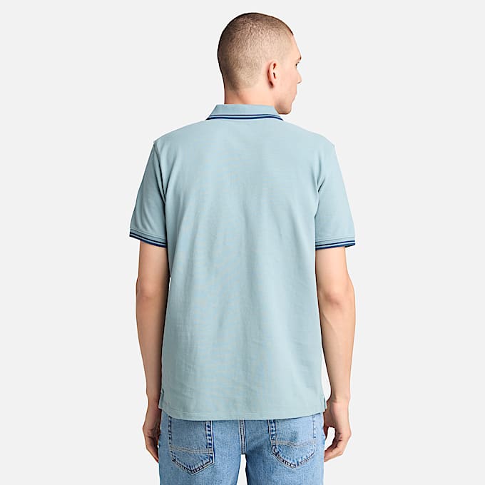 Polo en piqué avec liserés Millers River pour homme en bleu clair