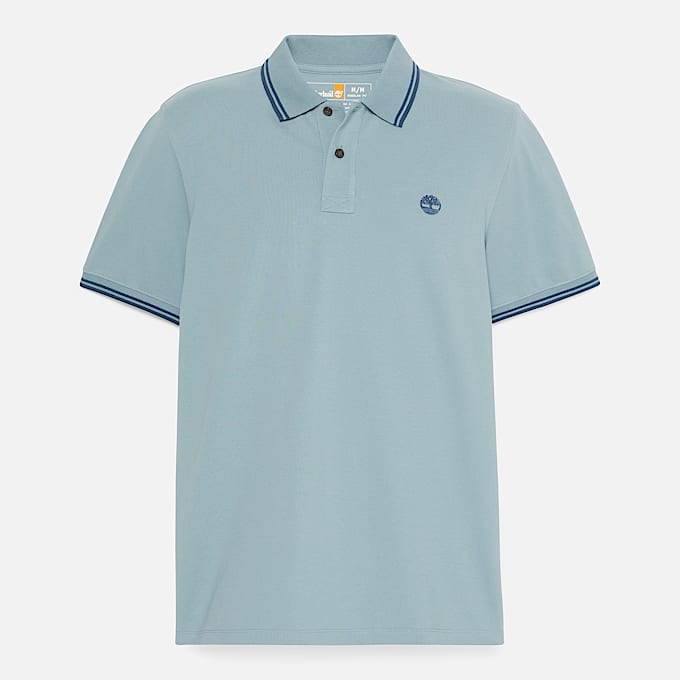 Polo en piqué avec liserés Millers River pour homme en bleu clair