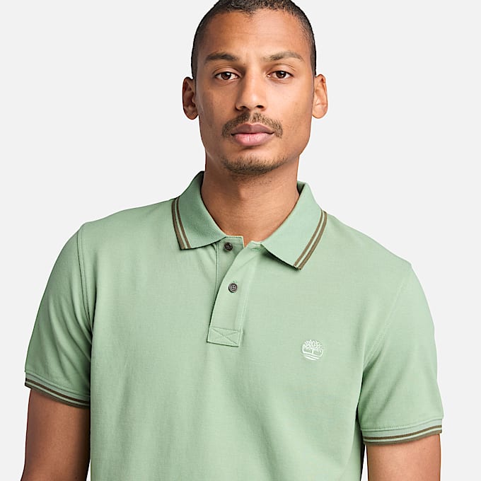 Polo Piqué com Risca Millers River para Homem em verde