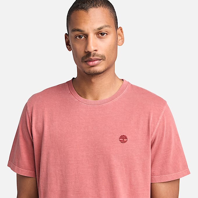 T-shirt a Maniche Corte Tinta in Capo Dunstan River da Uomo in rosso