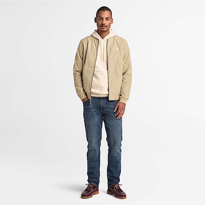 Durable Water Repellent Bomber Jacket for Men in Beige