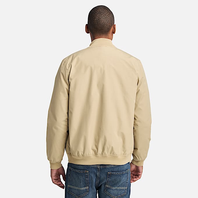 Durable Water Repellent Bomber Jacket for Men in Beige
