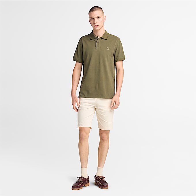 Millers River Pique Short-Sleeve Polo for Men in Green