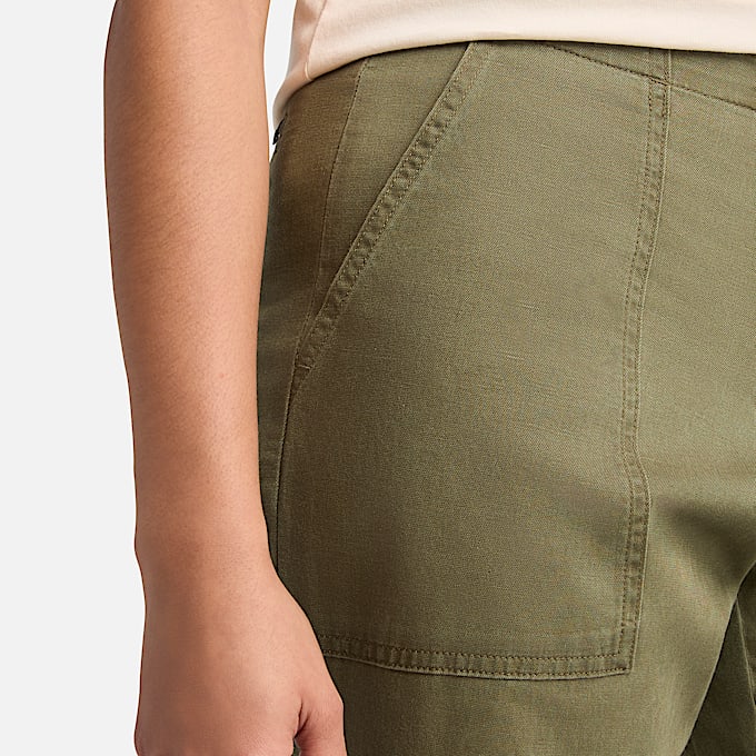 Fatigue Utility-Hose aus Leinen für Damen in Grün