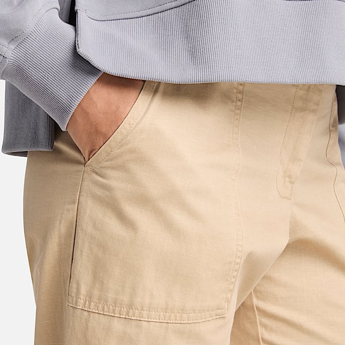 Fatigue Utility-Hose aus Leinen für Damen in Beige