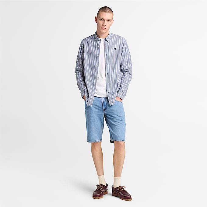 Camisa a rayas para hombre en azul marino