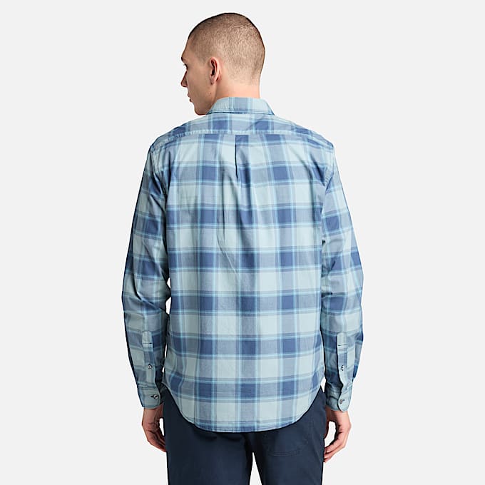 Poplin Check Shirt for Men in Navy
