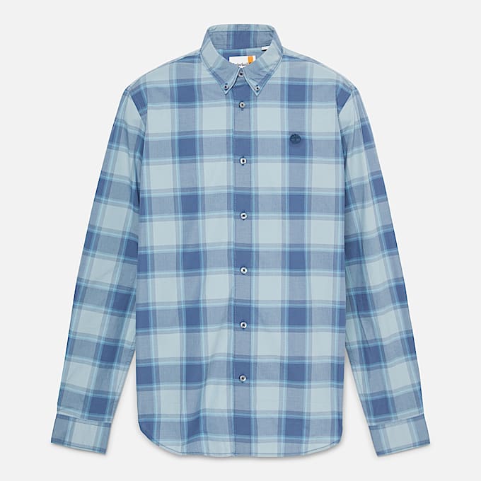 Poplin Check Shirt for Men in Navy