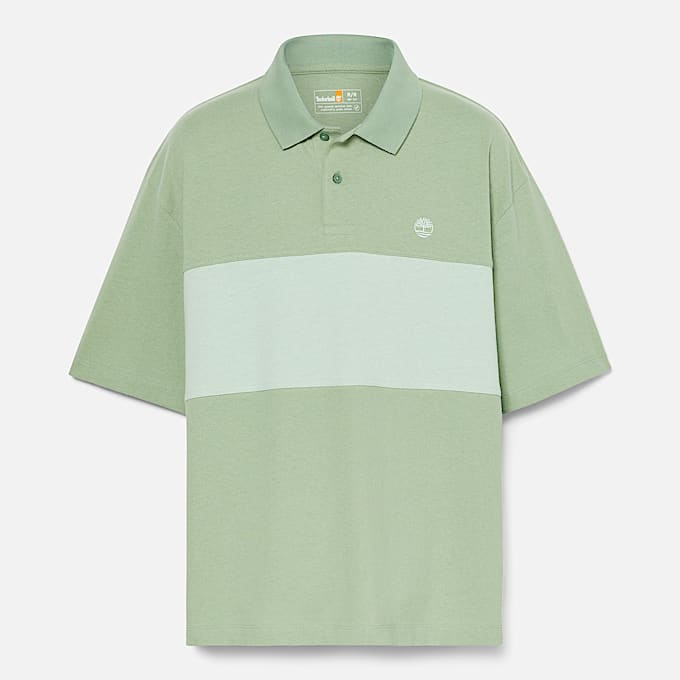 Colour Block Rugby Polo for Men in Green
