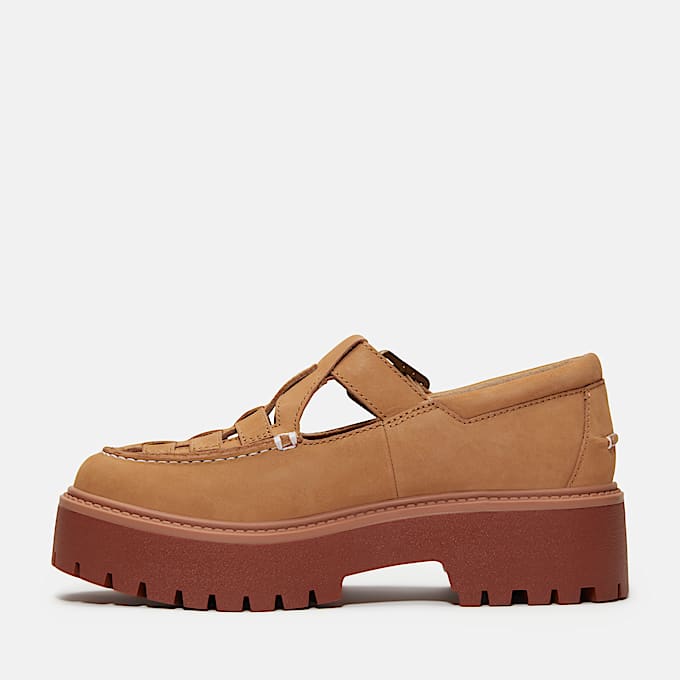 Stone Street Platform Buckle Shoe for Women in Beige