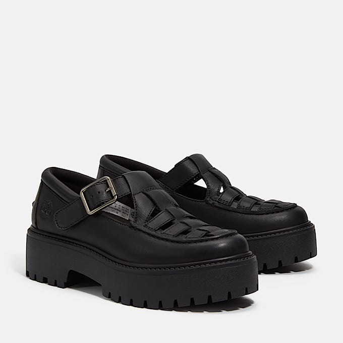 Chaussure compensée à boucle Stone Street pour femme en noir