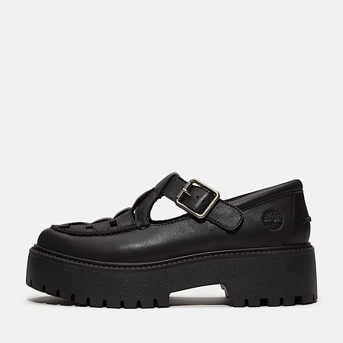 Chaussure compensée à boucle Stone Street pour femme en noir