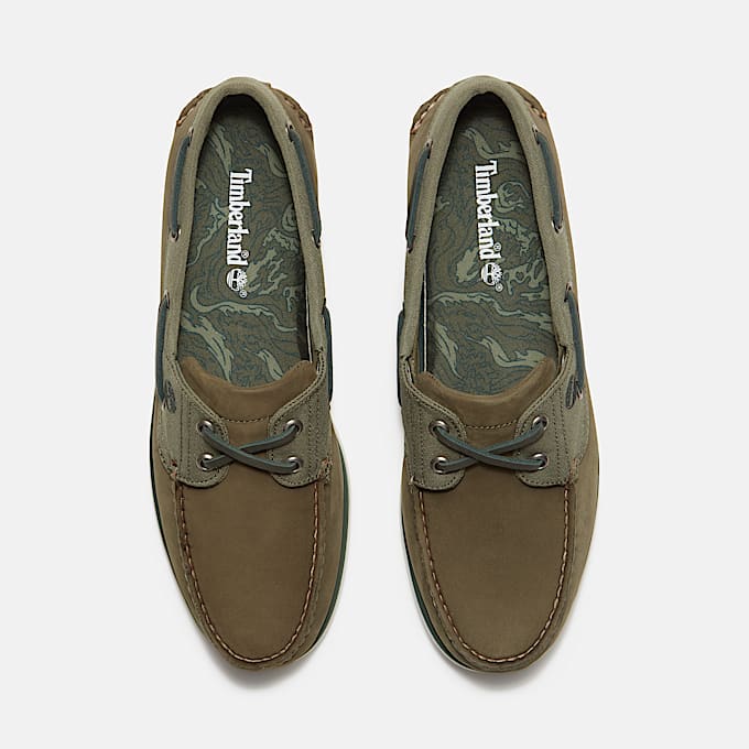 Chaussure bateau classique pour homme en vert foncé