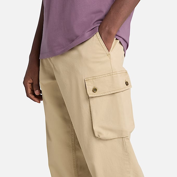 Brookline Twill Cargo Trousers for Men in Beige