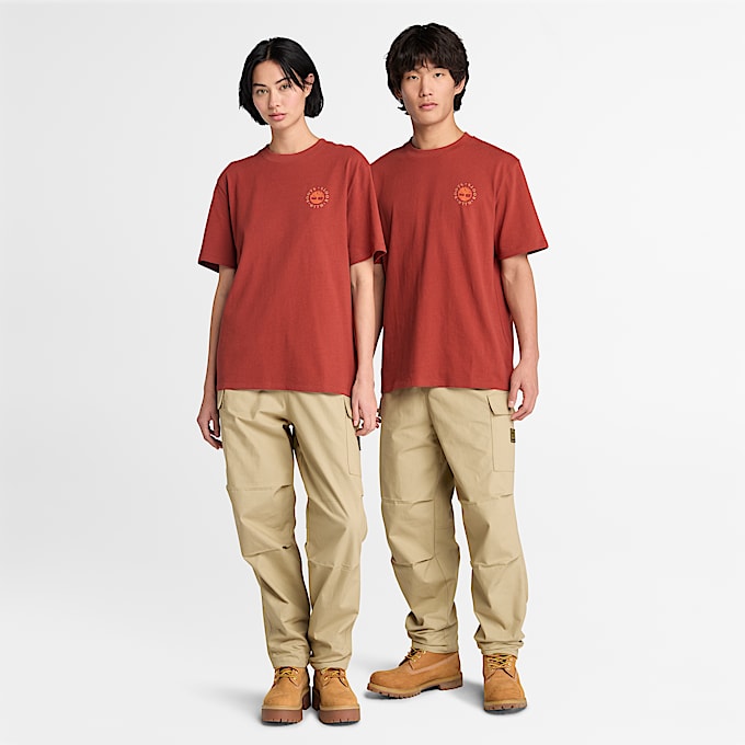 All Gender T-shirt com Gráfico nas Costas Boot Lab com Lavagem em Vermelho