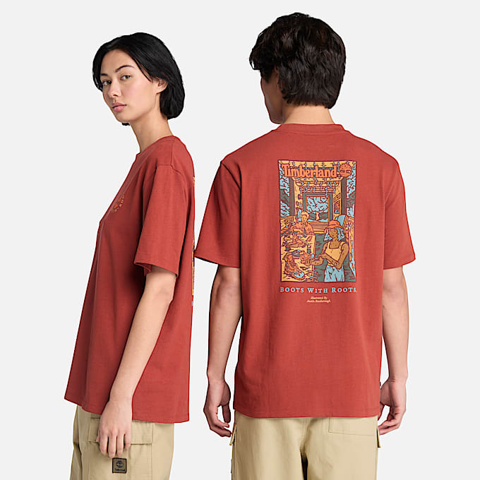 All Gender T-shirt com Gráfico nas Costas Boot Lab com Lavagem em Vermelho