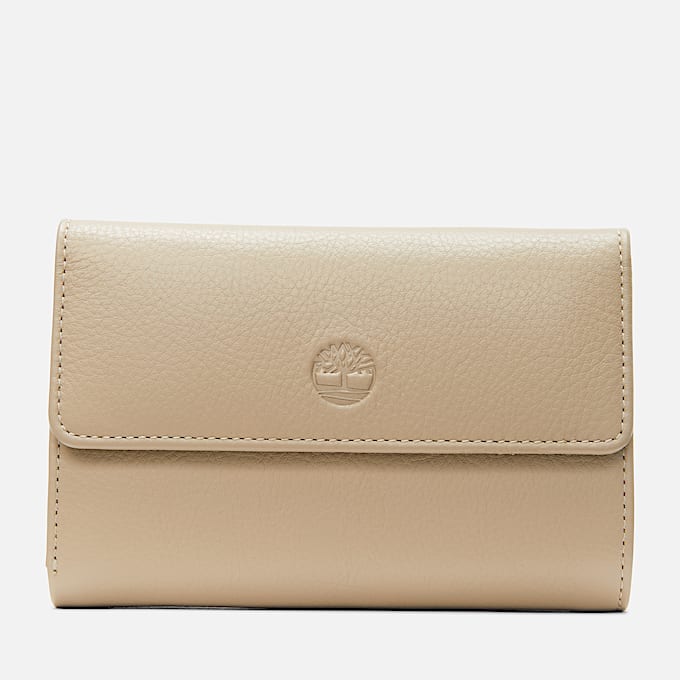 Lederbrieftasche mit Druckknopfüberschlag Beige - 1