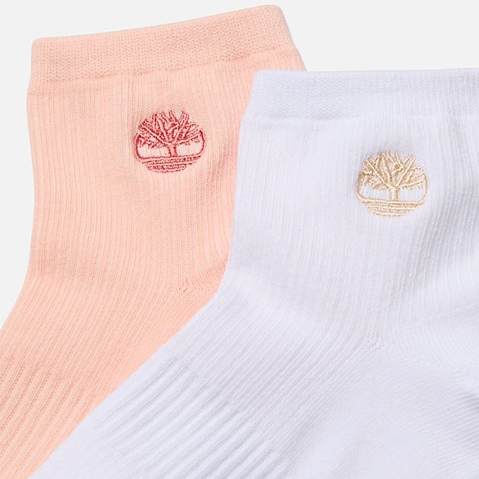 2 Pack Low Rider Crew Socks for Women in Light Pink