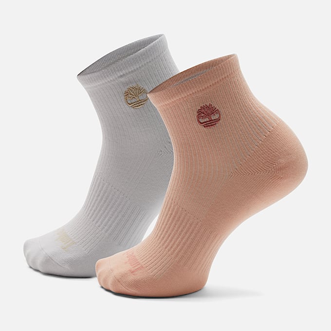 2 Pack Low Rider Crew Socks for Women in Light Pink - 1