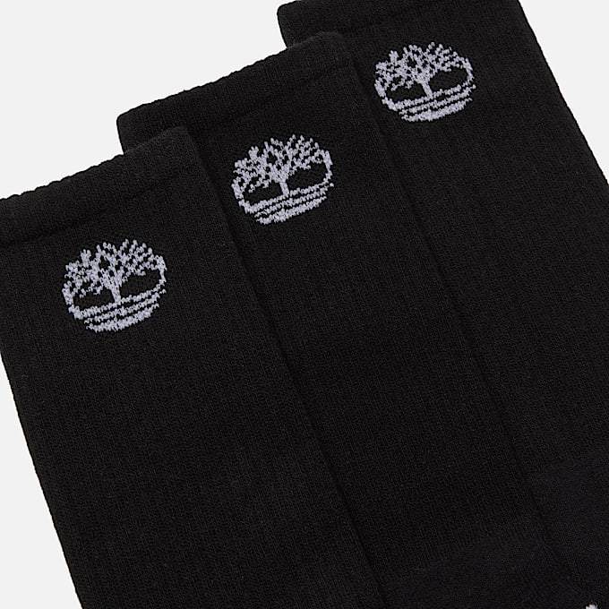 Bowden Crew-Socken mit durchgehender Polsterung und Baum-Logo im 3er-Pack in Schwarz