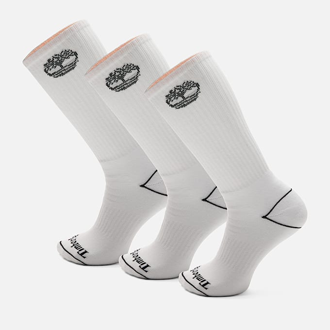 3 Pack Bowden Tree Full Cushion Crew Sock in White - 1