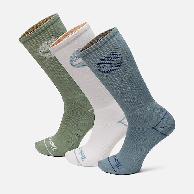 3 Pack Bowden Tree Full Cushion Crew Sock in Green - 1