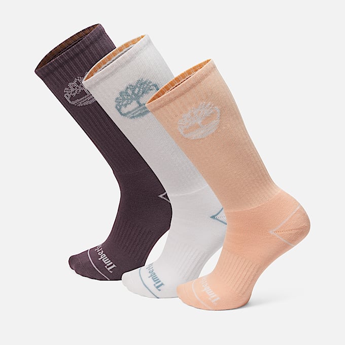 3 Pack Bowden Tree Full Cushion Crew Sock in Light Pink - 1