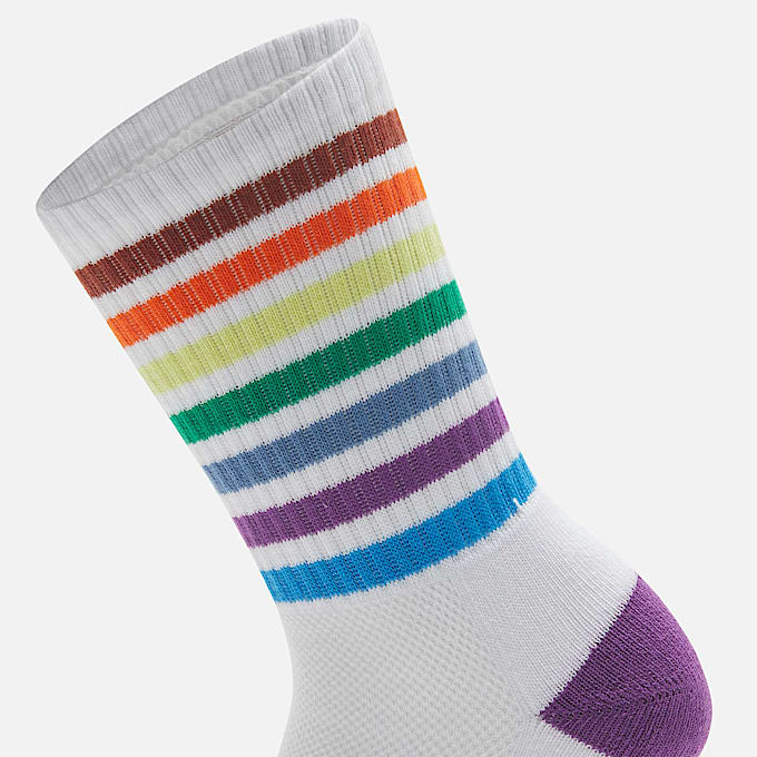 Multi Stripe Low Crew Socks in White