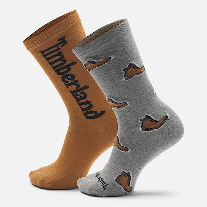 Stiefelsocken mit Print, 2er-Pack Grau - 1