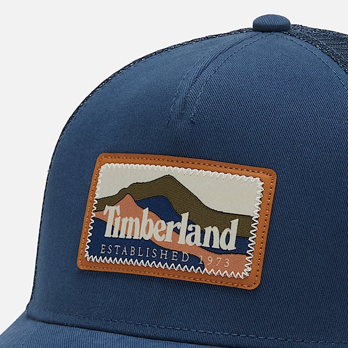 Cappellino Trucker con Applicazione Mountain in blu scuro