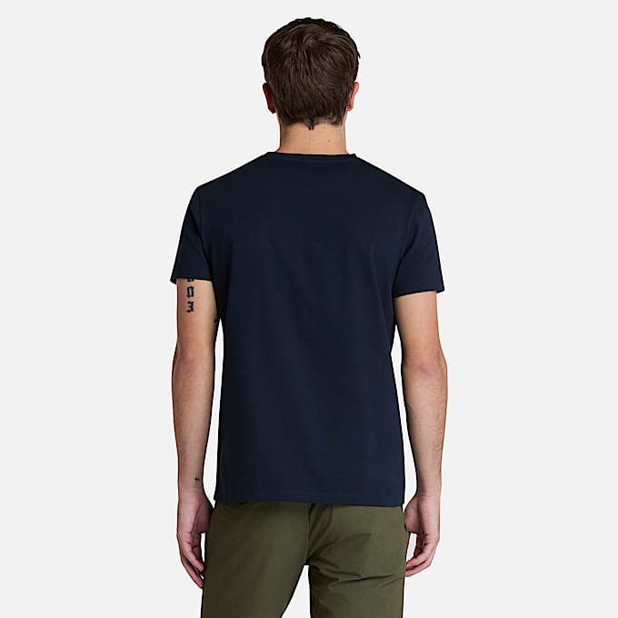 T-shirt de Manga Curta Dunstan River com Decote em V para Homem em azul-escuro