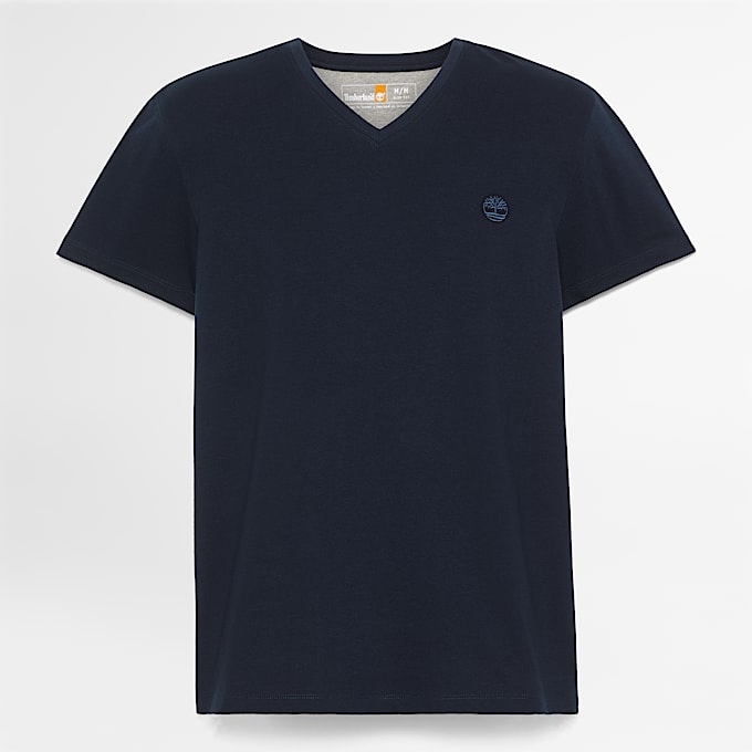 T-shirt de Manga Curta Dunstan River com Decote em V para Homem em azul-escuro
