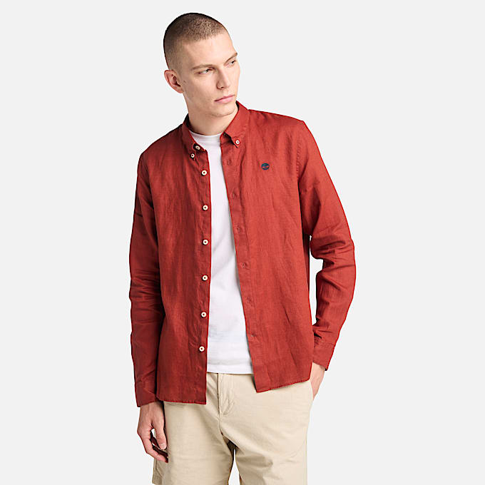 Mill Brook Linen Shirt for Men in Red - 1