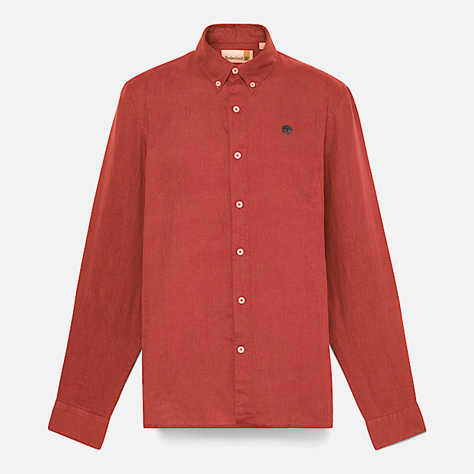 Camicia in Lino Mill Brook da Uomo in rosso