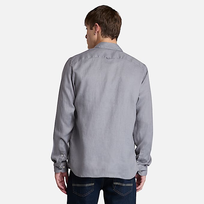 Camicia in Lino Mill Brook da Uomo in grigio