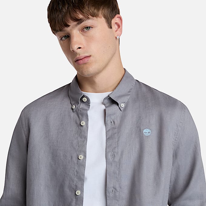 Camicia in Lino Mill Brook da Uomo in grigio